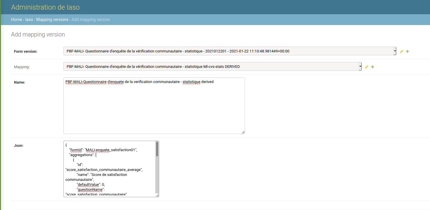 Django admin - Add mapping version screen